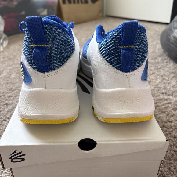 Under Armour Curry 3Z 24 Mens Blue Yellow White Basketball 3027626 -400 Size 11 - Picture 4 of 7